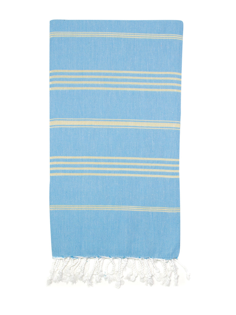 Golden Turquoise Blue Classic Hamam Towel