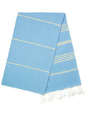 Golden Turquoise Blue Classic Hamam Towel